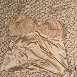 Champagne satin blouse from Reformation